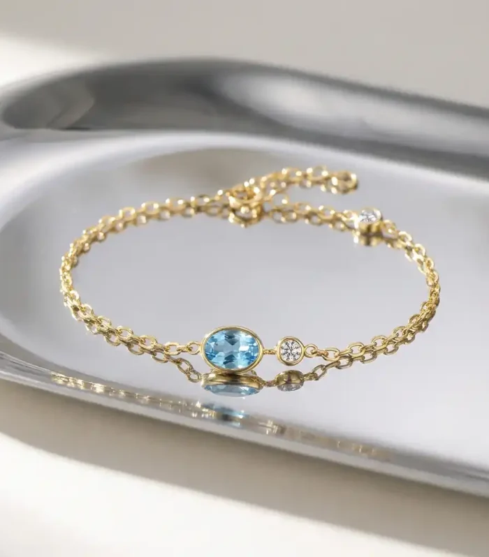 Delicate Gold-Tone Gemstone Charm Bracelet