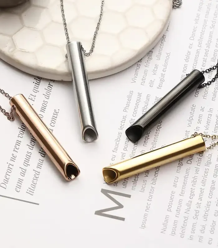 Mindful Breathing Necklace for Anxiety Relief | Stress Reduction Meditation Tool | Stainless Steel Conscious Breathwork Pendant
