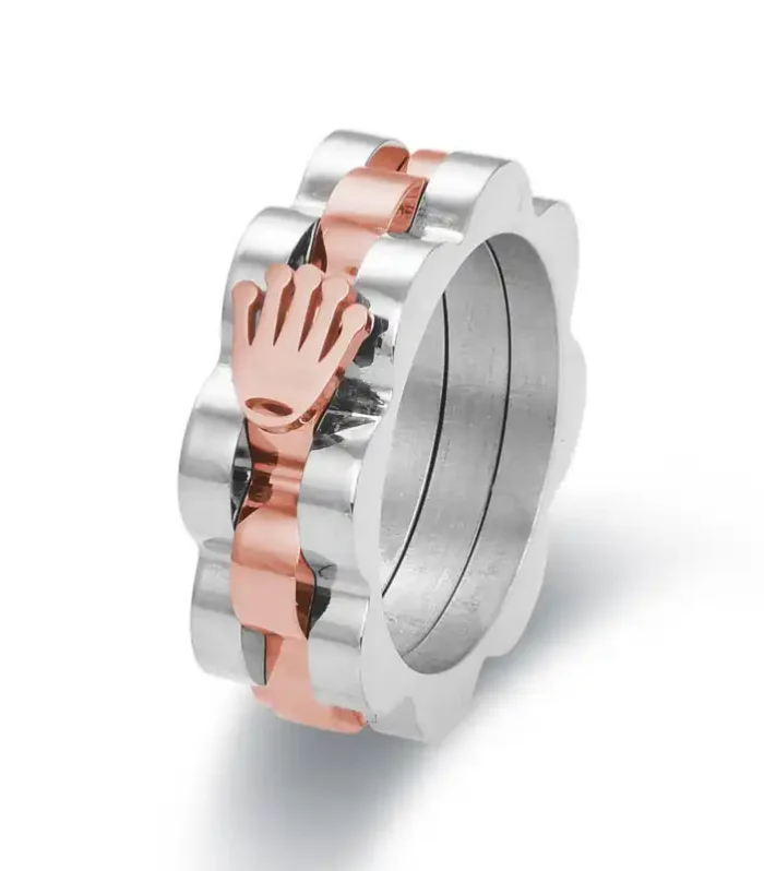 Royal Crown Link Ring – Watch Bracelet Inspired Stainless Steel Band