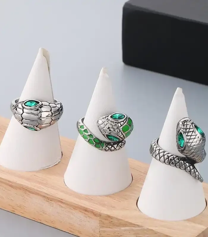 Vintage Gothic Snake Ring Collection – Adjustable Stainless Steel Serpentine Jewelry