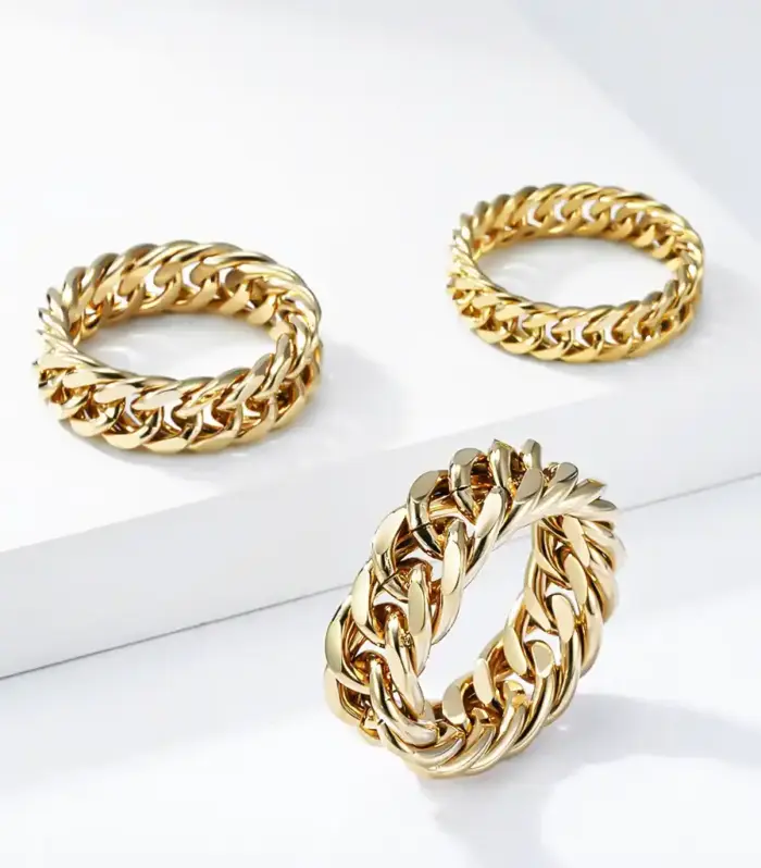 Curb Chain Stacking Ring — Everyday Gold, Silver or Black