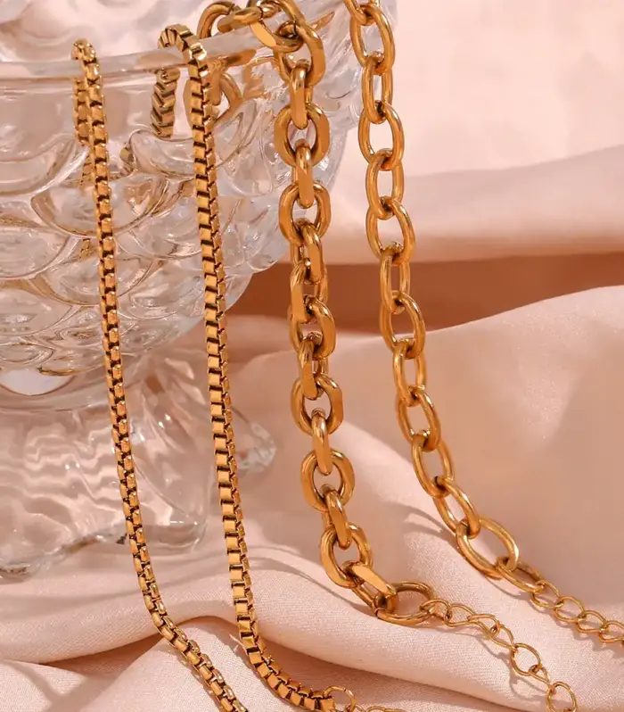 Gold Chain Anklet Collection, Four Link Styles