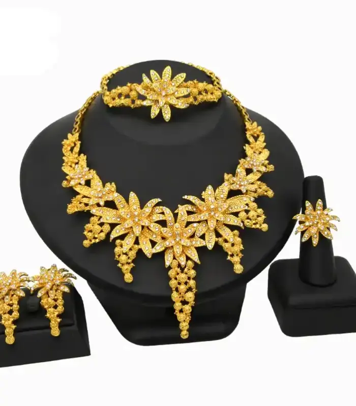 Gold-Tone Floral Four-Piece Statement Jewellery Set