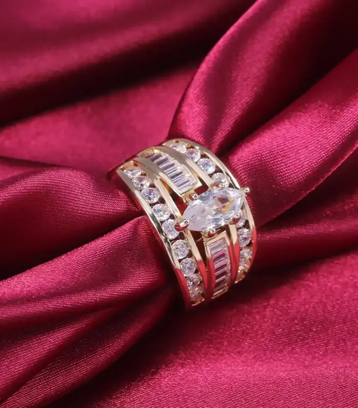 Marquise Centre Multi-Row Bridal Ring in Gold Tone