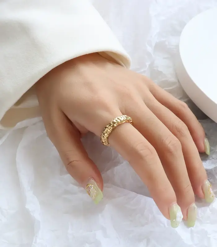 Molten Organic Band Ring in Gold or Silver Tone