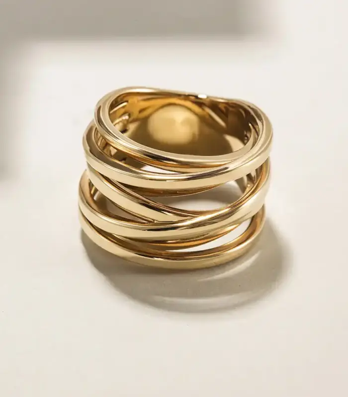 Multi-Wire Crossover Wide Band Statement Ring