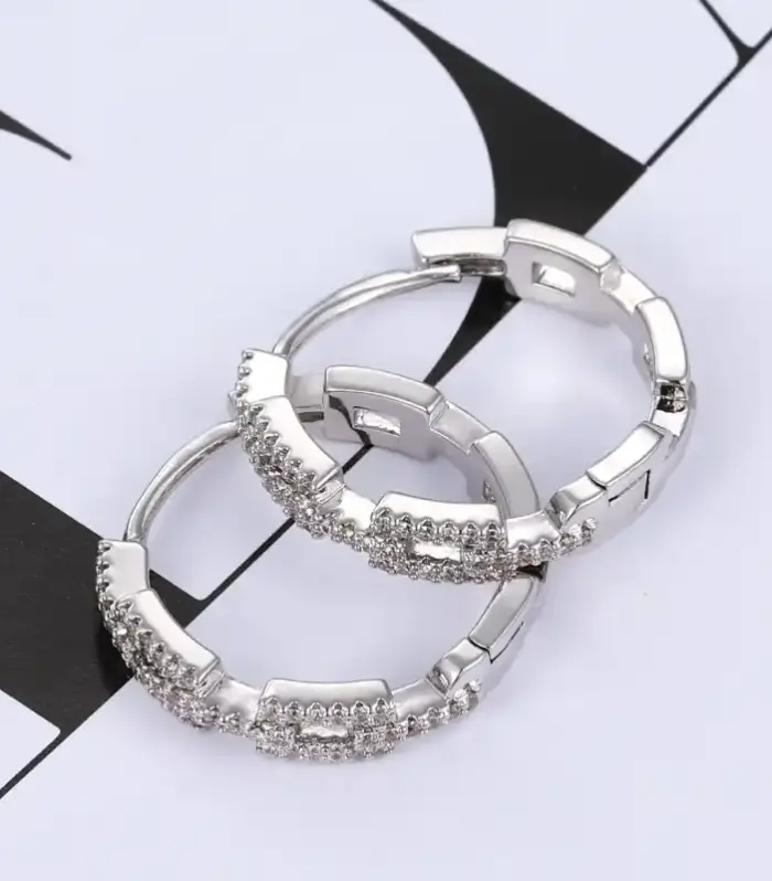Pavé Link Chain Huggie Hoop Earrings