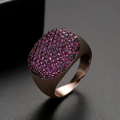Pavé Signet Ring in Rose Gold Tone — Three Colourways