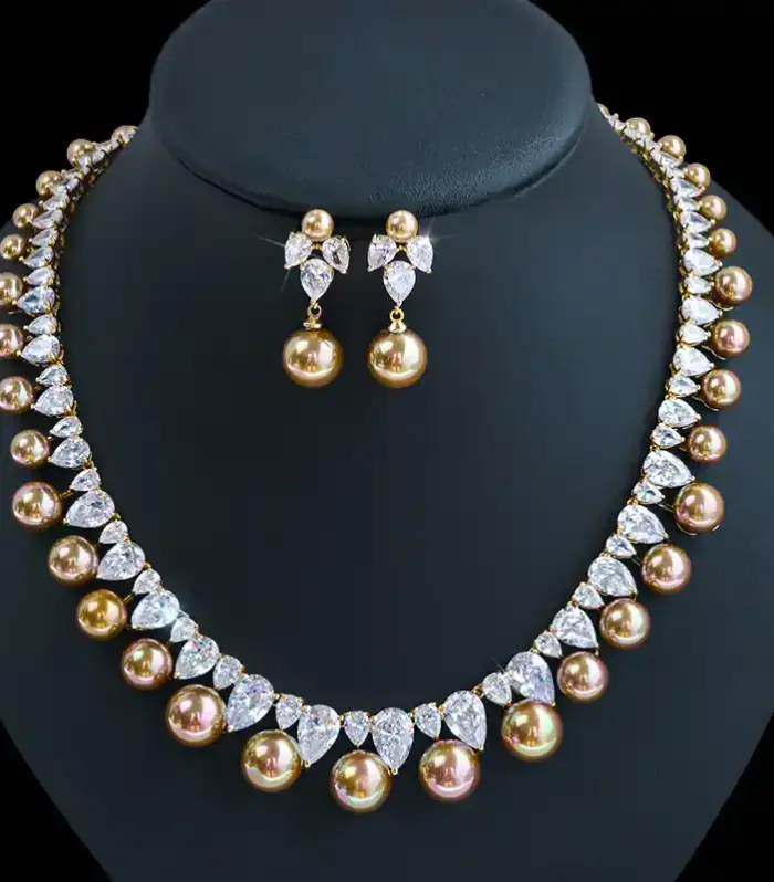 Pearl and Crystal Statement Necklace and Earring Set