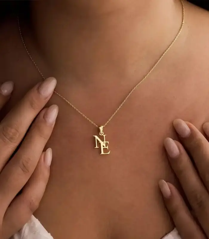 Personalised Double Initial Necklace in Bold Letters