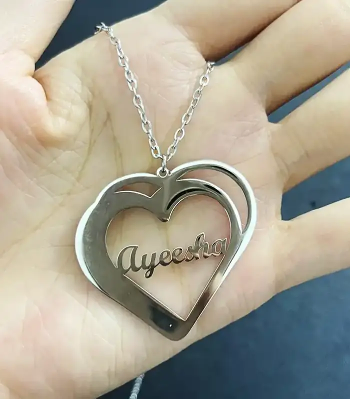 Personalised Name Necklace with Heart and Butterfly Charm