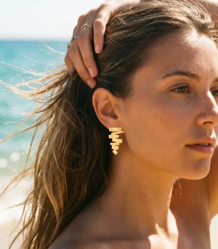 Sculptural Geometric Drop Stud Earrings