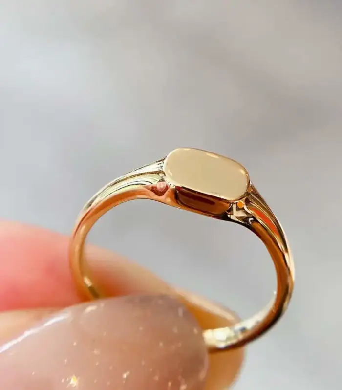 Small Cushion Signet Ring in Gold Tone