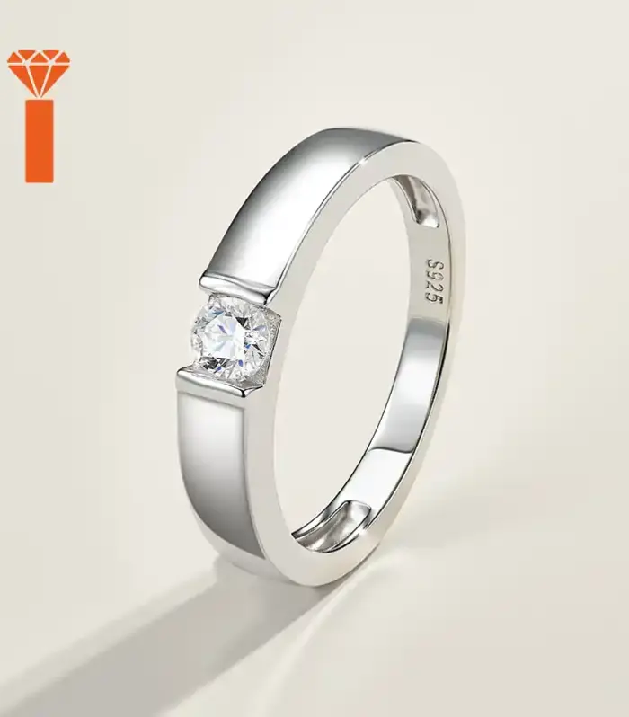 Tension-Set Solitaire Ring in Sterling Silver